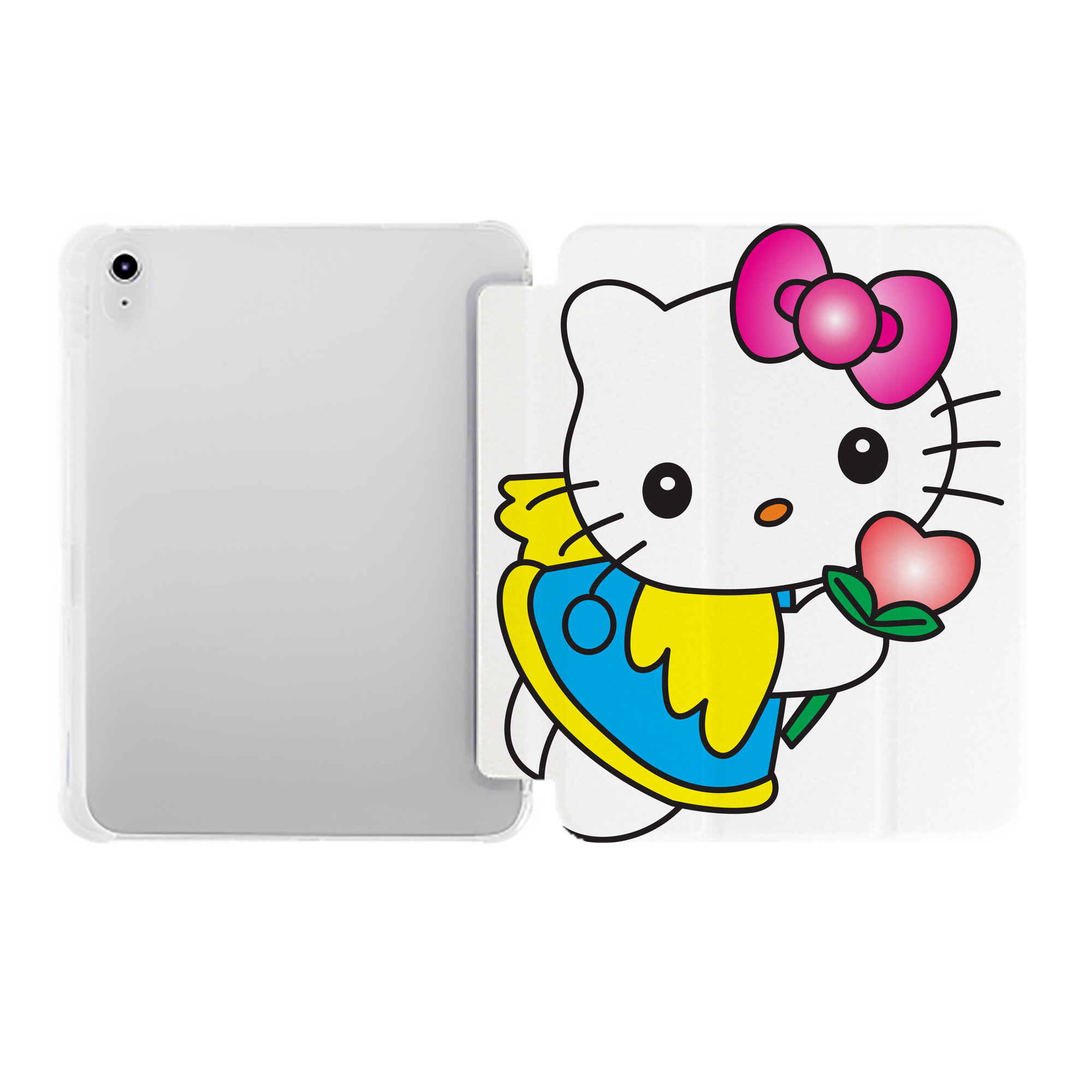 （画像用） Hello Kitty ハローキティ IPad ケース ペン収納付き 三つ折りスタンド PUレザー×シリコン 対応機種9.5/10.5/10.9インチ